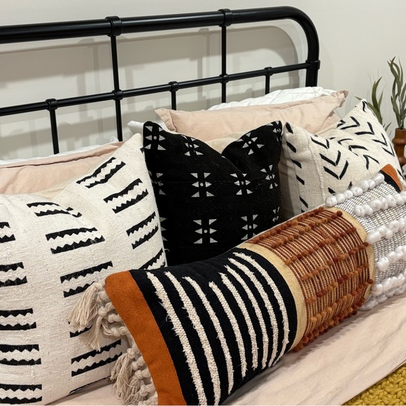 Set of 3 Black & Ivory Mudcloth Throw Pillow Covers - Picture 2 of 6